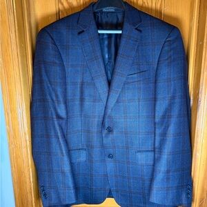 Jean Paul Germain Blue Plaid 100% Wool Sport Coat 40R
